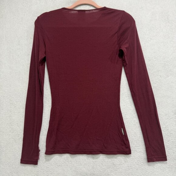 Icebreaker Shirt Womens Small Burgundy Bodyfit 200 Long Sleeve Base Layer Crew - Picture 6 of 8